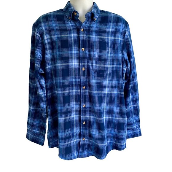 Tackle & Tides Blue Plaid Cotton Flannel Shirt Men's Large NEW - Picture 2 of 11